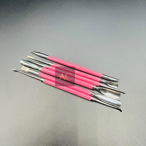 Professional 6-Piece <b>Pink</b> Stainless Steel Cuticle Pusher & Nail Art <b>Tool</b> Set with Double-Use Design for Finger & Feet Care - Product Image 6