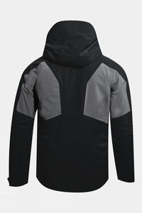 Men's <b>Black</b> Hooded Waterproof Windproof Sporty Puffer <b>Jacket</b> with Zipper Closure Regular Fit Polyester/Cotton Shell Winter Wear - Product Image 2