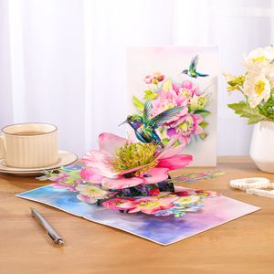 Carte pop-up 6x8 motif Colibri floral avec enveloppe vierge, carte de vœux en carton imprimé numériquement Viet-craft OT1009 Hanoi - Product Image 6