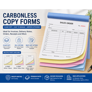 Papier de facture autocopiant personnalisé 2 plis format demi-lettre, feuilles mobiles, modèle professionnel - Product Image 3