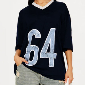 T-shirts de football américain surdimensionnés à imprimé chiffres vieillis de qualité supérieure, unisexe, respirants, en polyester, style streetwear - Product Image 3