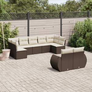 Conjunto de Muebles de Jardín de Ratán Sintético Marrón Modular de 9 Piezas - Product Image 1