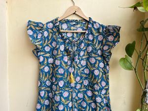 Robe courte pour femme, imprimée à la main, 100% coton, style bohème hippie, motif floral, prix usine. - Product Image 4