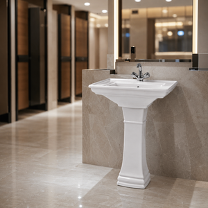 Modern Pedestal Granite Sink <b>Set</b> <b>Square</b> Basin Easy Clean 5 Year Warranty Bathroom Washroom Use <b>Large</b> Capacity - Product Image 2