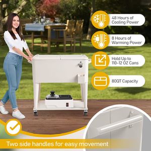 Caja de Plástico Rectangular Blanca de 80QT con Patas de Hierro, 87.5*38.5*91cm, Carro de Aislamiento para Congelador, para Enfriamiento al Aire Libre - Product Image 5