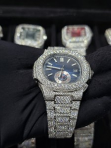 Montre de luxe pour homme en acier inoxydable, style hip-hop, tendance, avec diamants Moissanite VVS sertis pavé, mouvement automatique - Product Image 2