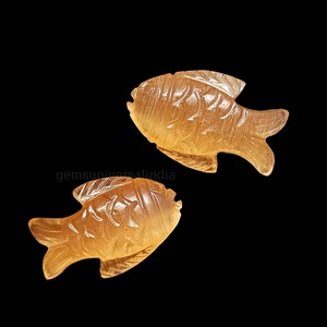 Natural Peach Moonstone Koi Fish Shape 25mm Carving Gemstone Pendant Hand Carved Crystal Charm Wholesale Bulk <b>Jewelry</b> <b>Making</b> - Product Image 3