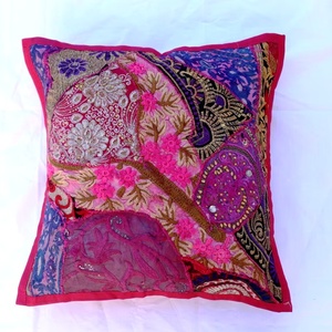 Boho Chic Kutch Patchwork Throw Pillow Vintage indio textil bordado Floral funda de cojín 100% algodón personalizable hogar - Product Image 1