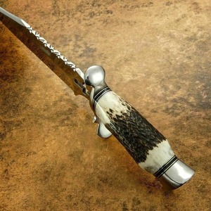Couteau Bowie personnalisé fait main en acier inoxydable à pointe traînante et bord biseauté, lame fixe pour la chasse et la survie en extérieur, manche en bois de cerf - Product Image 5