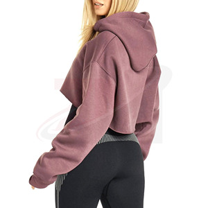 Sweat à capuche court bleu roi pour femme, coupe oversize, épaules tombantes, manches longues, style décontracté et tendance - Product Image 3