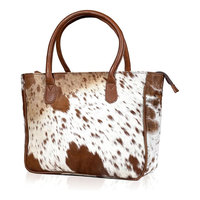Sac fourre-tout classique en cuir de vachette pour femme, pliable avec fermeture éclair, spacieux, pochette assortie, sac à bandoulière, sac à main intemporel de style western en cuir