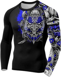 Custom Design Men's Long Sleeve Rashguard BJJ Compression Wear 100% Polyester Premium Quality OEM Service <b>Heat</b>-Transfer Printed - Product Image 2