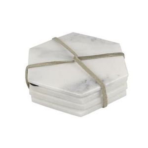 Natural Round Marble <b>Drinks</b> <b>Coaster</b> Sets of 4 with Metal Holder for Home and Dining Room Coffee Table Decorative <b>Coasters</b> - Product Image 3