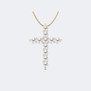 Collar con colgante de cruz con engaste de puntas y corte redondo de 0.90 quilates - Product Image 1