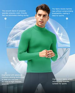 <b>Men</b> Breathable MMA Rash Guard Compression Shirt <b>Turtle</b> <b>Neck</b> Long Sleeve Athletic Rash Guard For Gym Training Running Cycling Top - Product Image 5