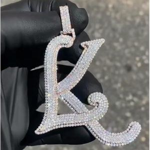 Directo de Fábrica, Colgante de Letra A con Incrustaciones de Moissanita VVS GRA Bling, Plata de Ley 925, Pasa Prueba de Diamante, para Hombre, Fiesta, Estilo Hip Hop - Product Image 1