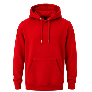 Sudadera con capucha personalizada para hombre, color rojo escarlata, manga larga, corte regular, forro polar, capucha con cordón, bolsillo canguro, estilo casual urbano - Product Image 1