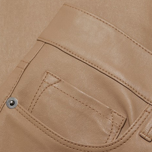 Pantalon en cuir pour femme, de haute qualité, confortable, respirant, imperméable, coupe-vent, poches personnalisées, coupe ajustée, OEM - Product Image 6