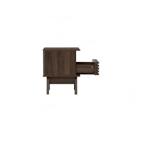 Nuhoom Mesita de Noche Moderna y Clásica de Madera Laminada Color Nogal, Minimalista con 1 Cajón, Mueble Duradero para Dormitorio