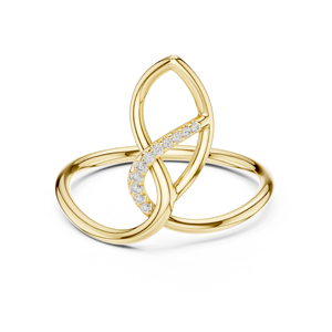 Anillo de oro macizo de 14k para mujer con diseño en espiral, corte redondo minimalista de diamante, para regalo, compromiso, aniversario, boda. - Product Image 1
