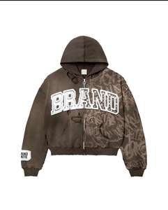 Sudadera con capucha vintage para hombre, de algodón grueso, con cremallera, efecto desgastado y lavado, personalizable con serigrafía, estilo descolorido por el sol, para adultos. - Product Image 2