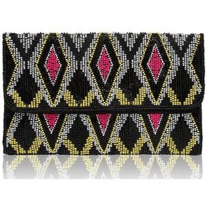 Black Fabric Beaded Clutch Bag Handmade Fern Leaf Seed Bead Purse Ladies Evening Envelope <b>Handbag</b> Party Makeup Pouch <b>Organizer</b> - Product Image 6