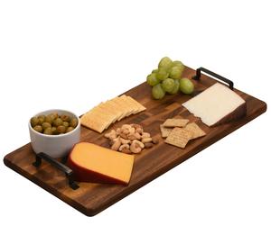 Bandeja de Madera de Acacia Pulida con Asas de Metal, Ecológica y Portátil, Bandeja Rectangular Decorativa para Uso en Servicios de Catering - Product Image 2