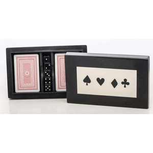 Boîte de rangement rectangulaire minimaliste en résine gravée pour cartes de poker, avec symboles de jeu gravés, design classique pour l'organisation des jeux - Product Image 2