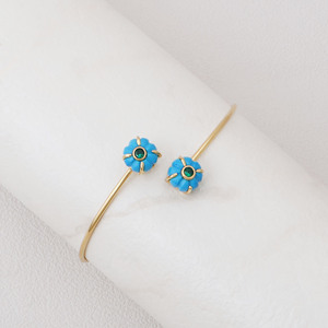 Brazalete de Latón Turquesa de Moda con Cuentas Talladas en Forma de Melón, Chapado en Oro, Hecho a Mano, Joyería de Boda, Regalo para Ella - Product Image 3