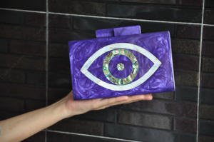 Bolso de mano de resina artesanal con diseño de ojo turco, bolso de lujo para fiestas nocturnas con incrustaciones artísticas para mujer - Product Image 2