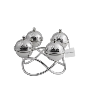 Bols de service contemporains en acier inoxydable avec support artistique pour dattes, chocolats, fruits secs, noix, collations, bonbons, desserts - Product Image 1