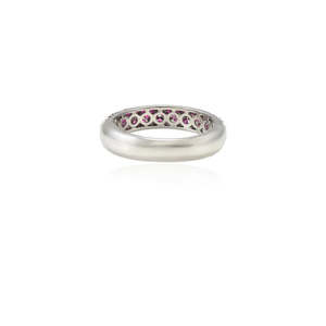 Women's 14K Gold Ruby <b>Dome</b> Eternity <b>Ring</b>-Prong Set Statement Band - Product Image 6