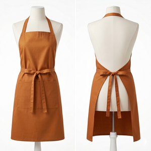 Women Chef <b>Apron</b> 240 GSM Premium Cotton Polyester Blend Rust Orange Custom Embroidery Screen Print Heat Transfer Logo - Product Image 1