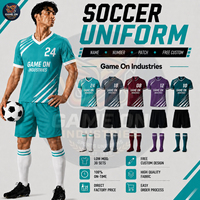 Vêtements de sport pour équipes, fabrication directe d'usine, OEM & ODM, respirants, design personnalisé gratuit, maillot et short de football sublimés, ensemble uniforme complet