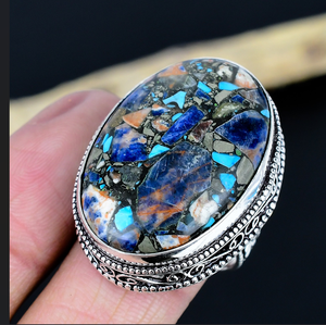 Handmade Gemstone <b>Adjustable</b> <b>Ring</b>: Vintage Jewelry - Product Image 3