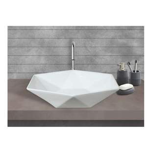 Wall hung floating glossy white ceramic rectangular bathroom sink 600x425x160mm with semi pedestal style for home hotel use - Product Image 5