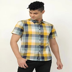 Chemises décontractées à carreaux à manches longues et col montant pour hommes, grande taille, nouvelle collection été, en coton respirant et infroissable, pour jeunes et d'âge moyen - Product Image 5