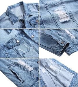 Men's Premium <b>Denim</b> <b>Jacket</b> Vintage Washed Cotton Button Front Casual Streetwear Fashion Outerwear <b>Custom</b> OEM ODM Wholesale Fit - Product Image 4
