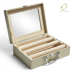 Classic Style Multipurpose Jewelry Organizer Jewelry <b>Box</b> Storage Transparent Lid for Boutique Plain Display PU Velvet Wholesale - Product Image 4