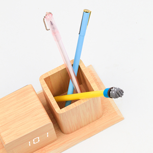 Bằng Gỗ LED Bàn Đồng Hồ Báo Thức Chủ Bút Với Âm Thanh Âm Thanh & Nhiệt Kế Văn Phòng Mới Nghiên Cứu Quà Tặng Kỹ Thuật Số & Analog-Kỹ Thuật Số Đồng Hồ - Product Image 3