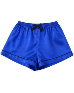 Ensemble de pyjama pour femme en satin bleu royal personnalisé, manches courtes, boutonné, style soie, deux pièces, ensemble de vêtements de nuit, shorts de détente - Product Image 2