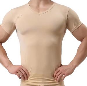 <b>Men's</b> Short Sleeve O-Neck Jersey Fabric Breathable <b>Sequin</b> Embroidery Regular Fit Casual 100% Cotton Sweater 220g - Product Image 2