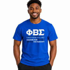 Phi Beta Sigma <b>Black</b> Royal Blue Mens Graphic T Shirt with <b>White</b> Greek Letter Logo Culture for Service Design Short Sleeve Casual - Product Image 1