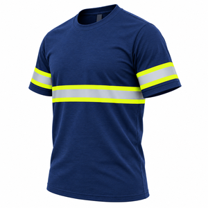 Wholesale Custom <b>High</b> Visibility Reflective Safety Workwear Short Sleeve <b>T</b>-<b>Shirt</b> Crew Neck Breathable Custom Logo Men's <b>High</b> <b>Vis</b> - Product Image 5