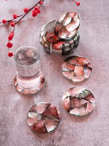Ensemble de 6 dessous-de-verre en forme de balai, faits à la main, écologiques, classiques, avec support, décoration de table artisanale indienne, cadeau - Product Image 5