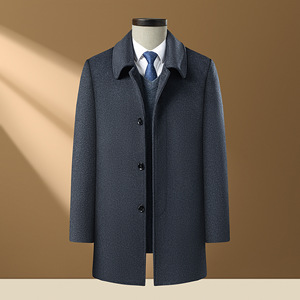 Winter Fashion Plus Size Trench Coat <b>Jacket</b> Warm Cashmere Solid Color Fleece <b>Long</b> Sleeve <b>Men's</b> Coats - Product Image 6