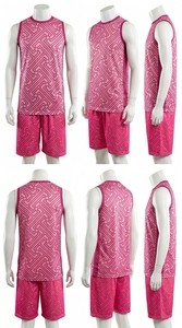 ชุดกีฬาแขนกุดระบายอากาศสำหรับผู้ชาย – เสื้อกล้ามน้ำหนักเบาและกางเกงขาสั้นพิมพ์ลายเรขาคณิต - Product Image 2