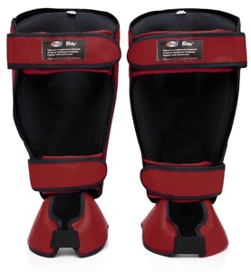 สนับแข้งหนัง PU Fairtex แบบติดตีนตุ๊กแก น้ำหนักเบา สำหรับผู้ใหญ่ ป้องกันขา สีแดง - Product Image 4