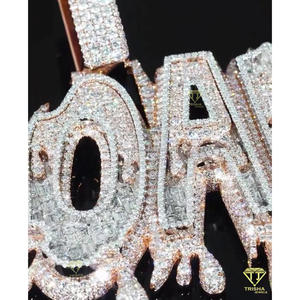 Collar Personalizado con Colgante de Diamante Cultivado en Laboratorio, Estilo Hip Hop, con Letras Brillantes, Regalo de Joyería - Product Image 2
