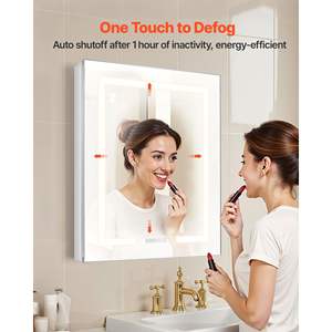 24 X 30 <b>Lighted</b> LED <b>Mirror</b> Recessed Wall Mount <b>Bathroom</b> Medicine <b>Cabinet</b> 3 Color Dimmable HD <b>Mirror</b> Clock Adjustable Shelves - Product Image 4